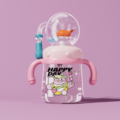 Kids' Whale-Themed Leakproof Water Bottle - Tritan Sippy Cup