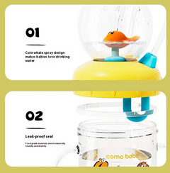 Kids' Whale-Themed Leakproof Water Bottle - Tritan Sippy Cup