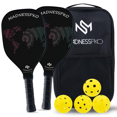 GraphitePro Pickleball Paddle Set - Dual Premium Rackets with Honeycomb Core, Includes Balls & Bag