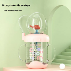 Kids' Whale-Themed Leakproof Water Bottle - Tritan Sippy Cup