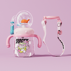 Kids' Whale-Themed Leakproof Water Bottle - Tritan Sippy Cup